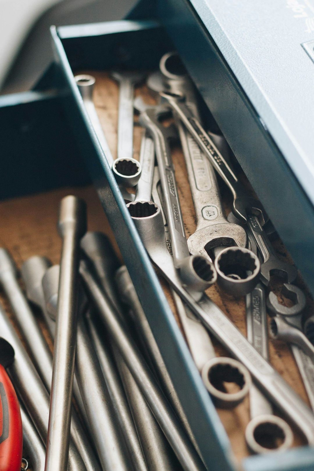 Tools laid out in the Major Car Parts workshop in Chadwell Heath